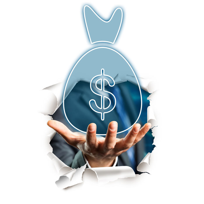 Hand bietet Sack voll Geld an