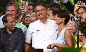 Bolsonaro e Michelle durante evento organizado pelo PL em Brasília | Cristiano Mariz/O Globo