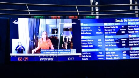 Relatora da matéria no Senado, Mara Gabrilli participou de forma remota da sessão plenária desta quarta-feira