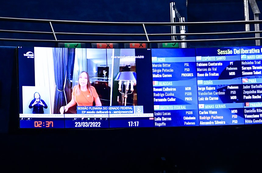 Relatora da matéria no Senado, Mara Gabrilli participou de forma remota da sessão plenária desta quarta-feira